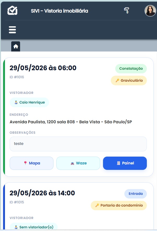 Quadro de Vistorias SiVi